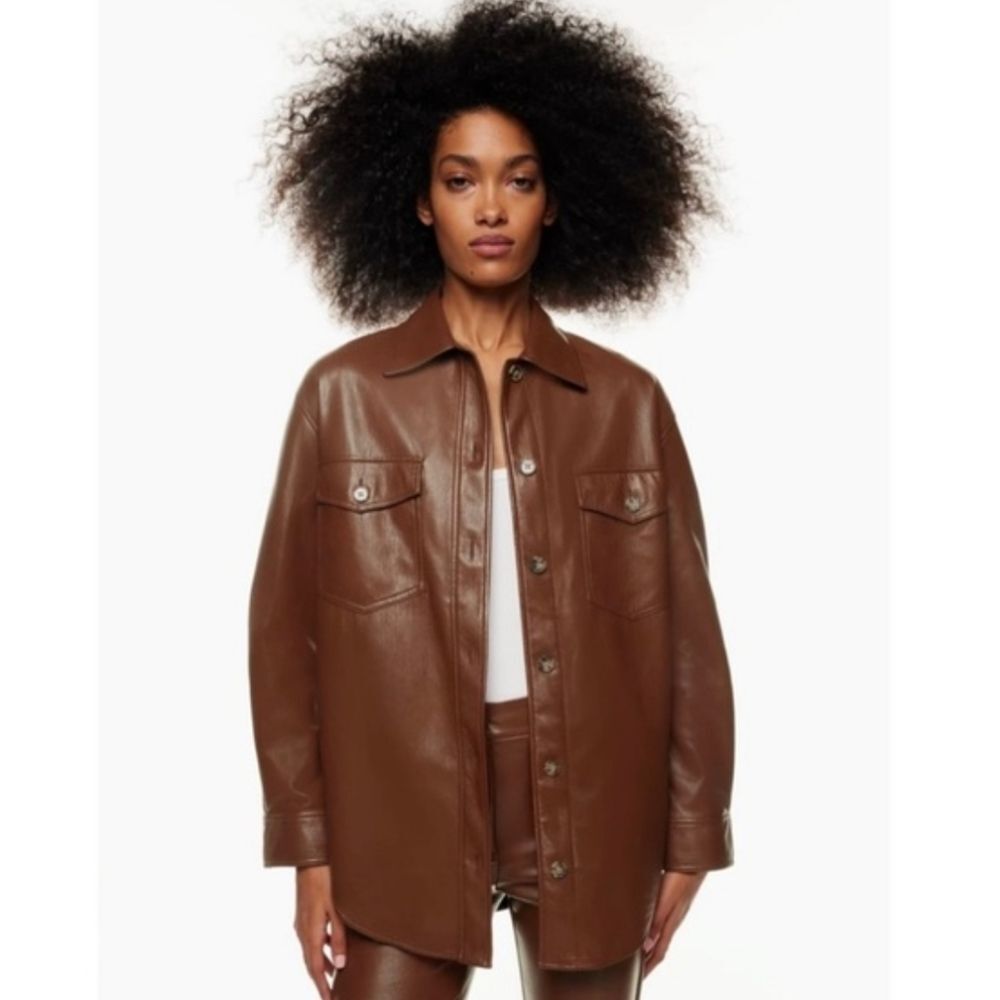Wilfred The Ganna Vegan Leather Shirt Jacket Brown Size M